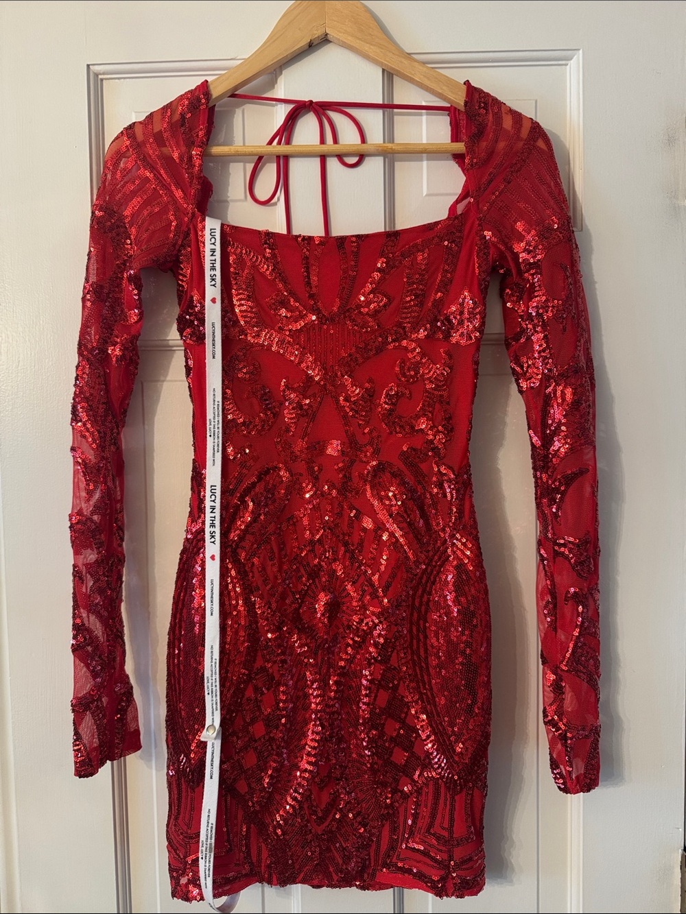 Lucy in the Sky Red Sequin Long-Sleeve Mini Dress
